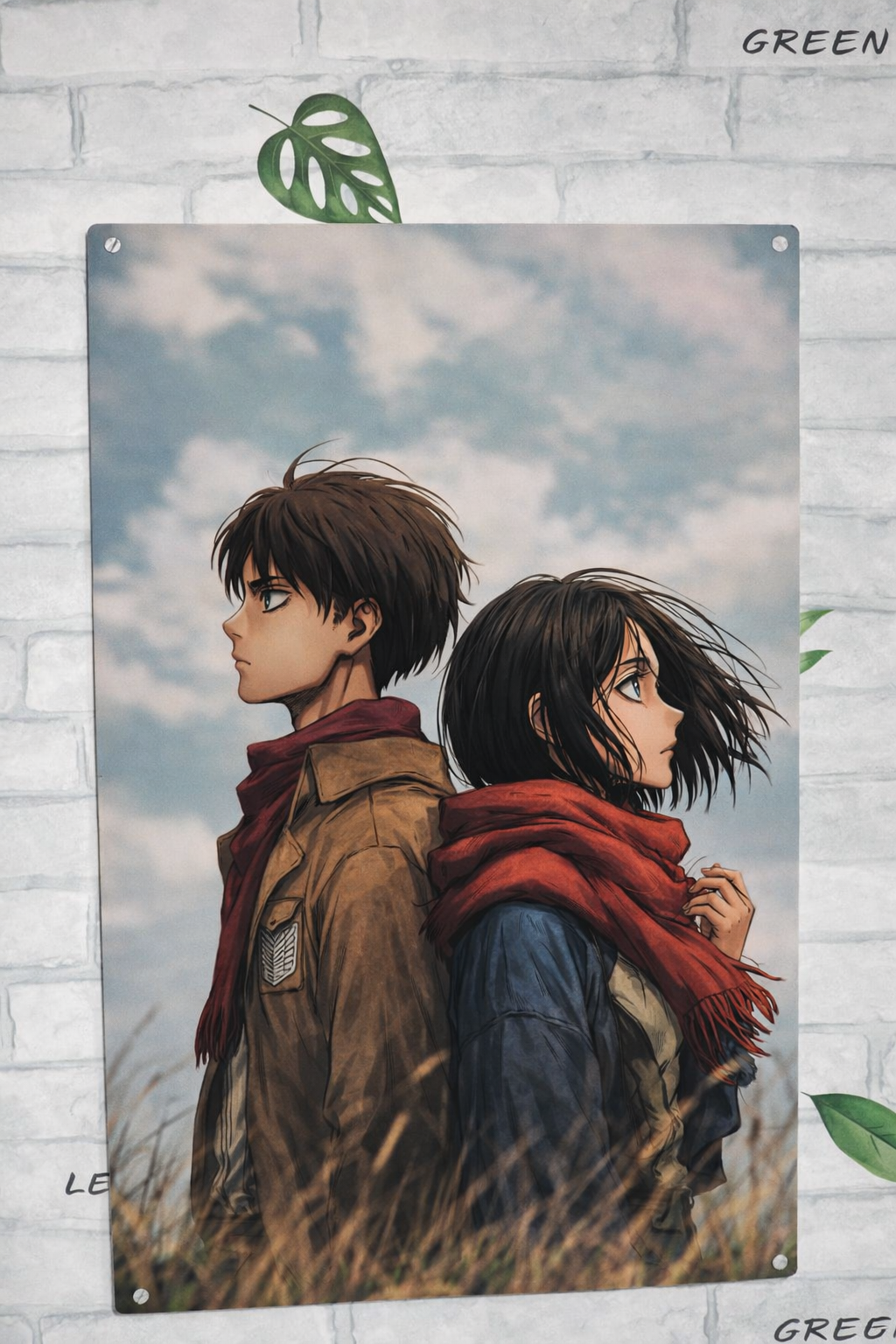 Plaque Aluminium Eren & Mikasa – Lien Éternel