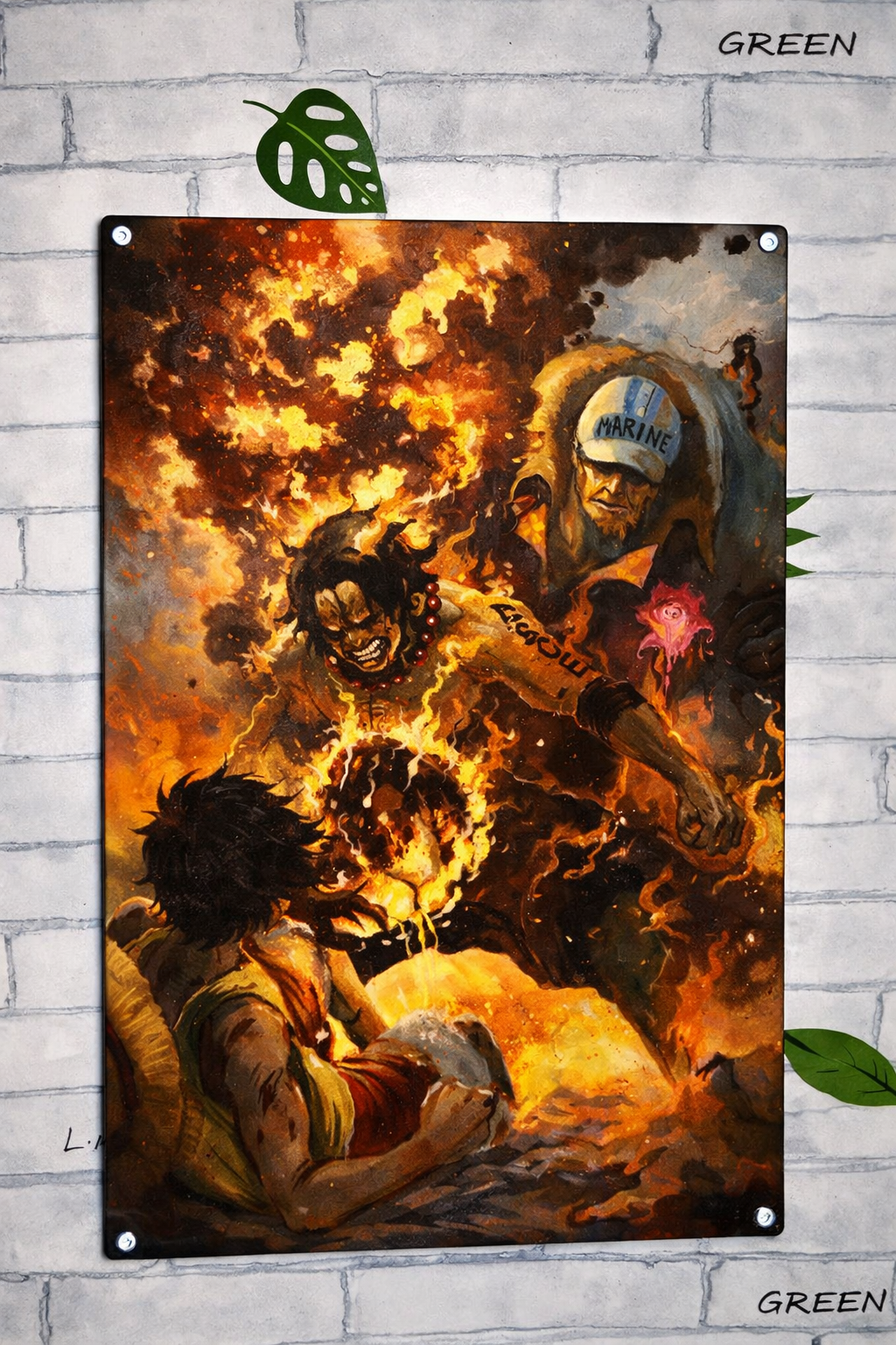 Plaque Aluminium One Piece – Ace vs Akainu
