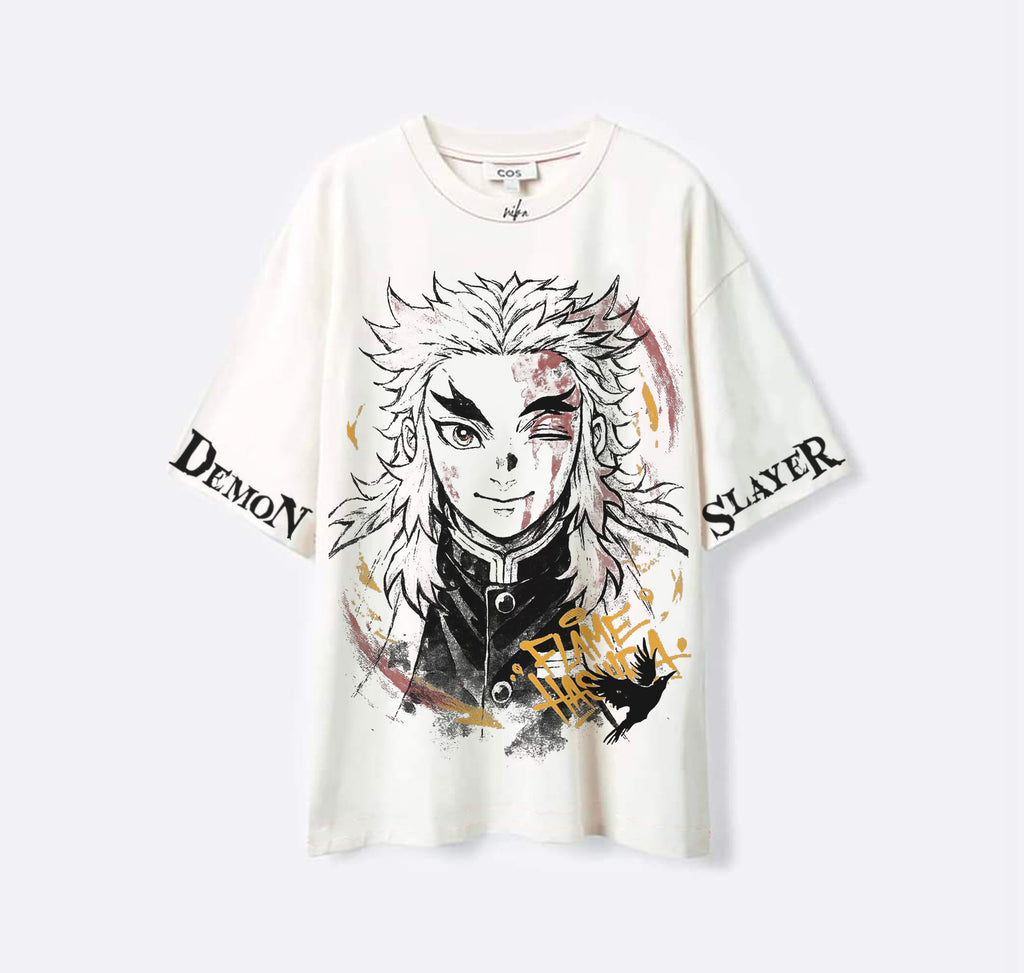 Kyojuro Rengoku - Demon Slayer - Blanc - T-shirt