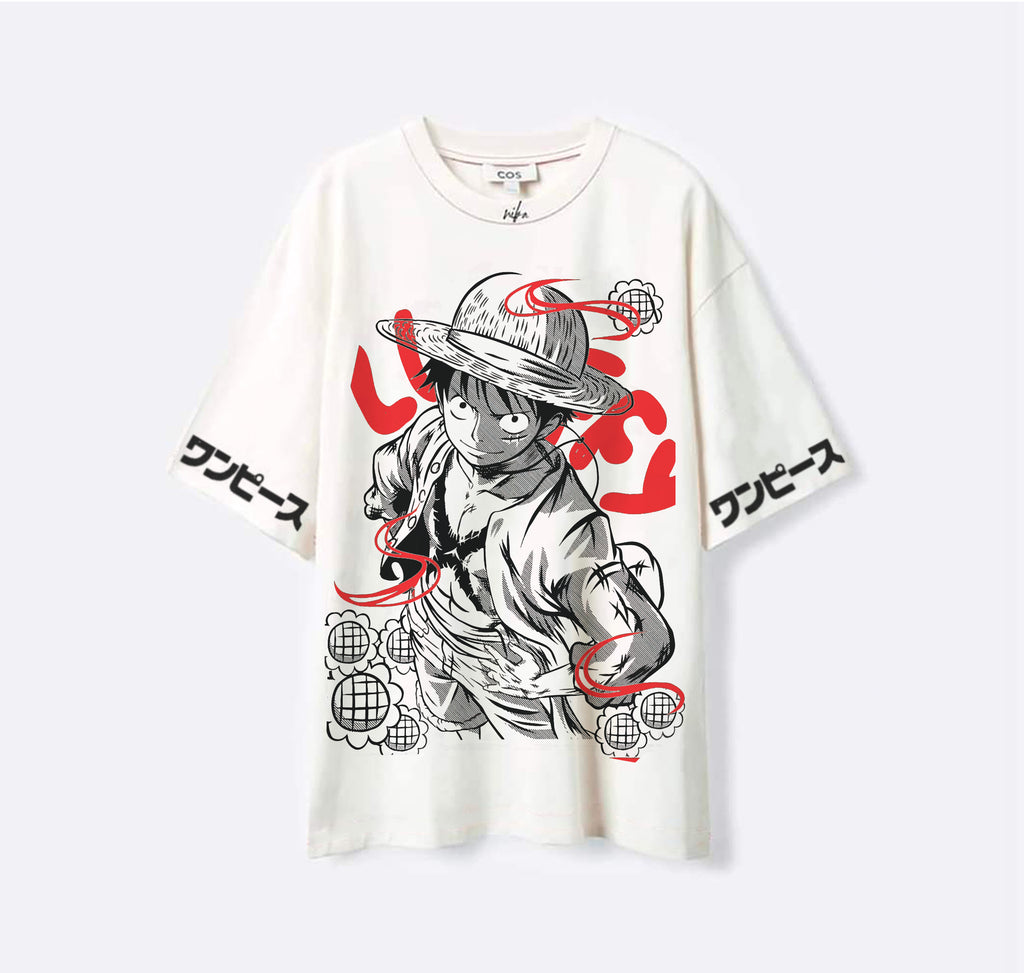 Monkey D Luffy  Red - One Piece - Blanc - T-shirt