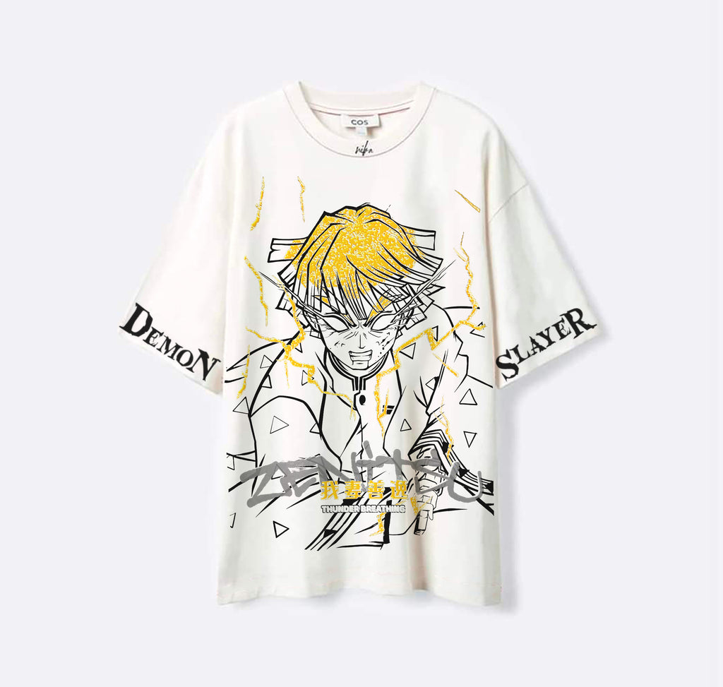 Zenitsu Agatsuma - Demon Slayer - Blanc - T-shirt
